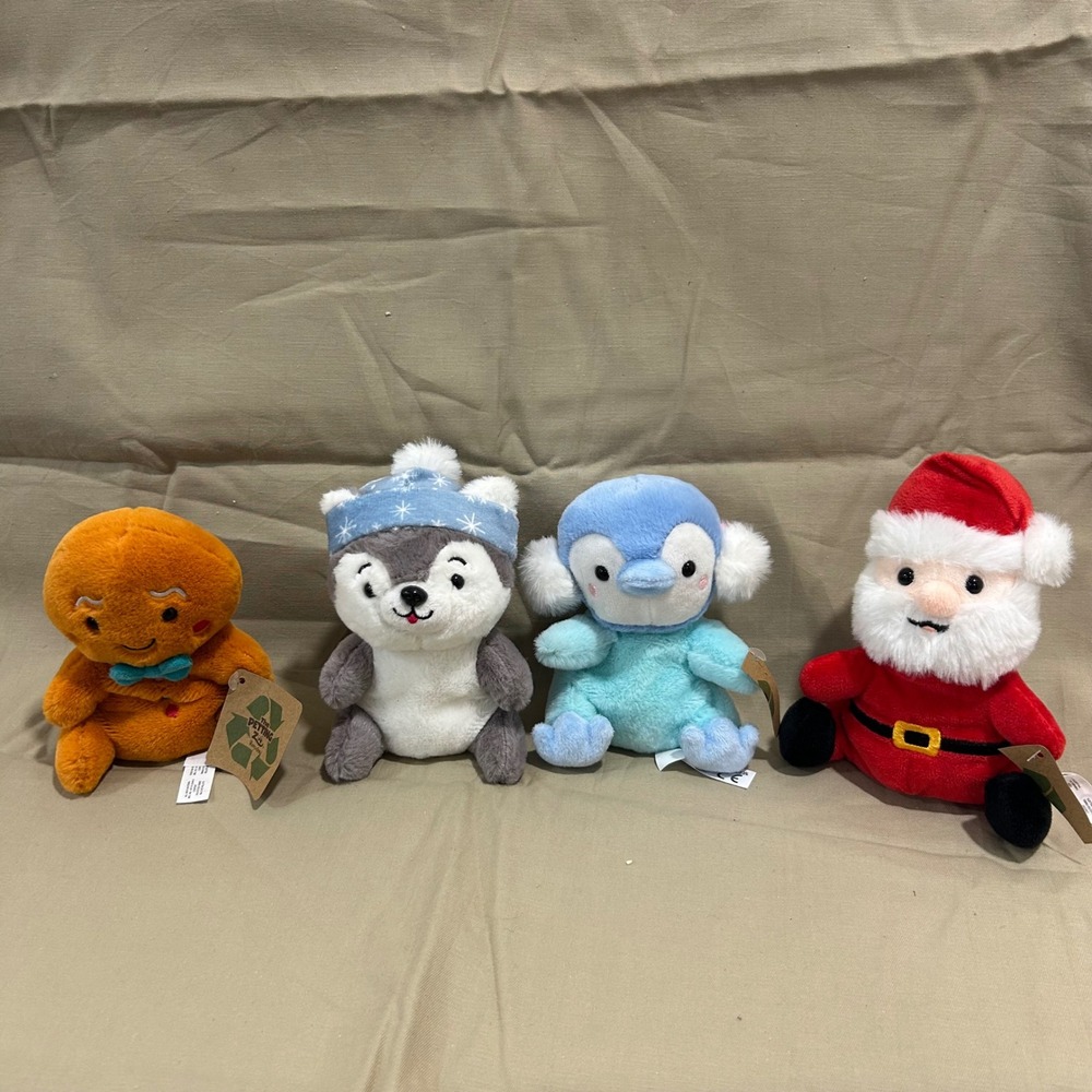 The‎ Petting Zoo Holiday Plush Set Gingerbread, Husky, Penguin, Santa